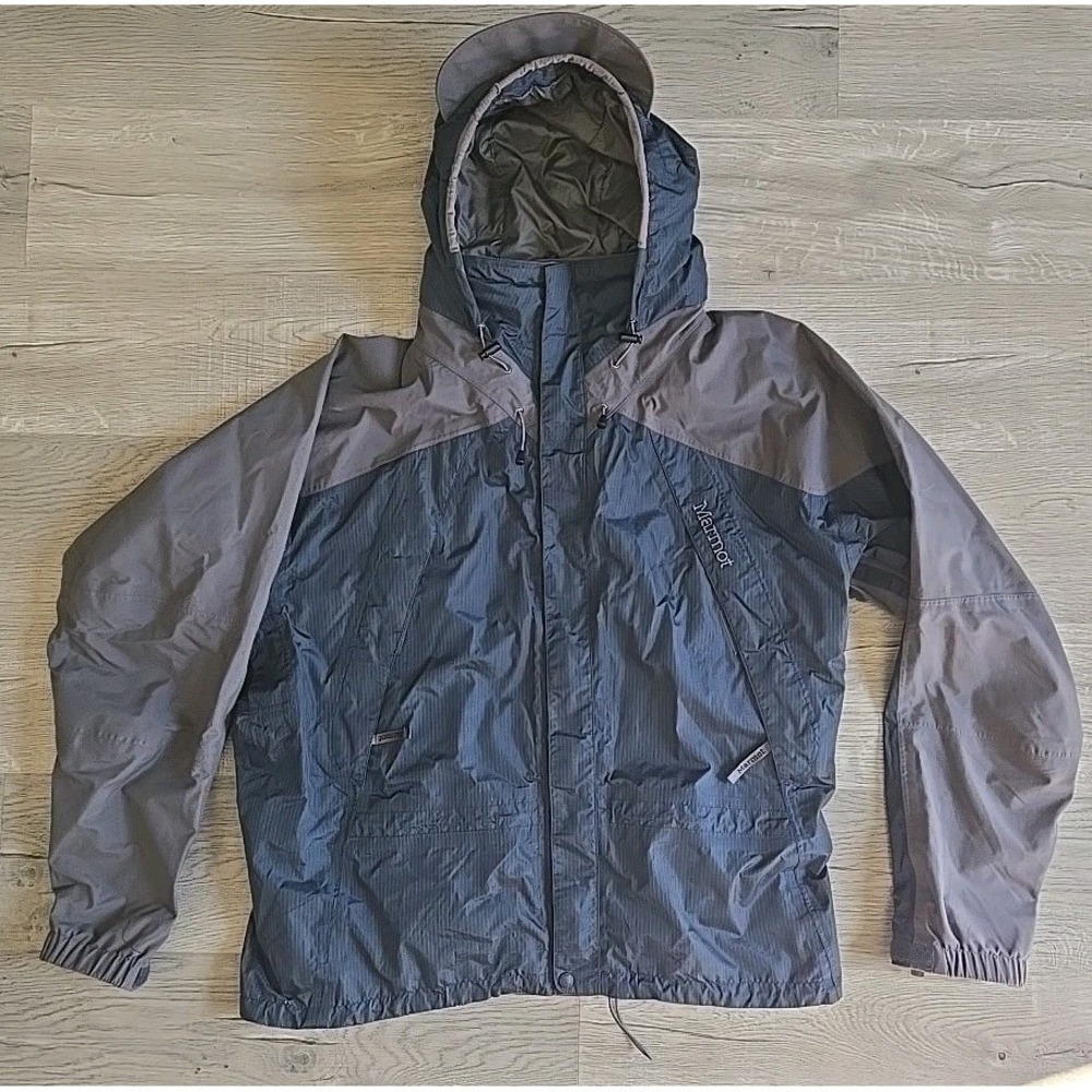 Marmot Jacket‎ Mens XL Blue Gray Waterproof Hooded Ski Snowboard